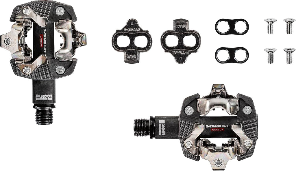 Pedal LOOK MTB X-Country X-TRACK RACE CARBON Contacto SPD Carbón/CrMo Negro + Placas