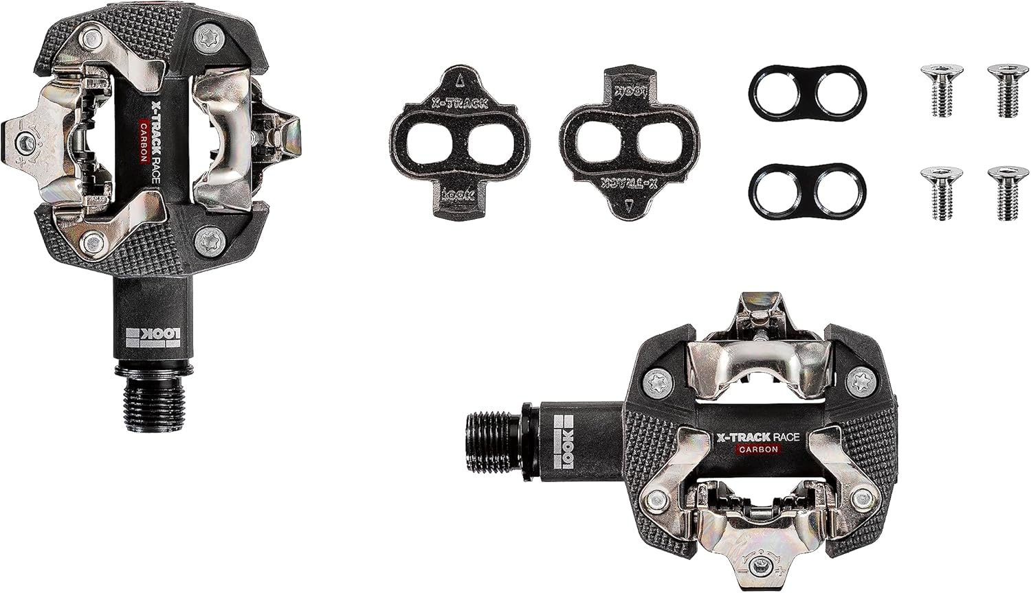 Pedal LOOK MTB X-Country X-TRACK RACE CARBON Contacto SPD Carbón/CrMo Negro + Placas